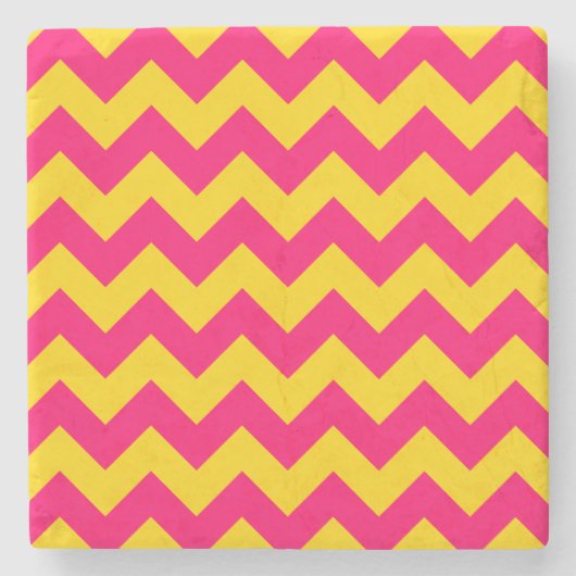 Goud en helder roze zigzag stenen onderzetter (Voorkant)