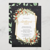 Goud en Holly | Geometrisch kerstbord Kaart (Voorkant / Achterkant)