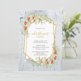 Goud en Holly | Geometrische feestdagen Kaart