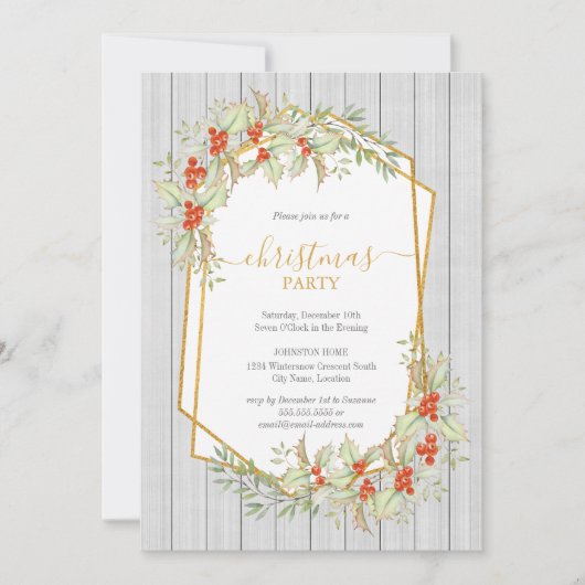 Goud en Holly | Geometrische landfeestdag Kaart (Voorkant)