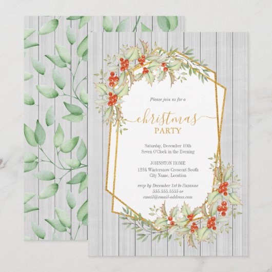 Goud en Holly | Geometrische landfeestdag Kaart (Voorkant / Achterkant)