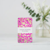 Goud en Hot Roze Confetti Beauty Salon Visitekaartje (Staand voorkant)
