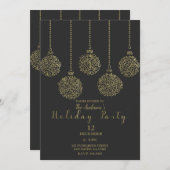 Goud en houtskool — Elegant Holiday Party Kaart (Voorkant / Achterkant)