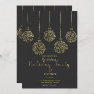 Goud en houtskool — Elegant Holiday Party Kaart