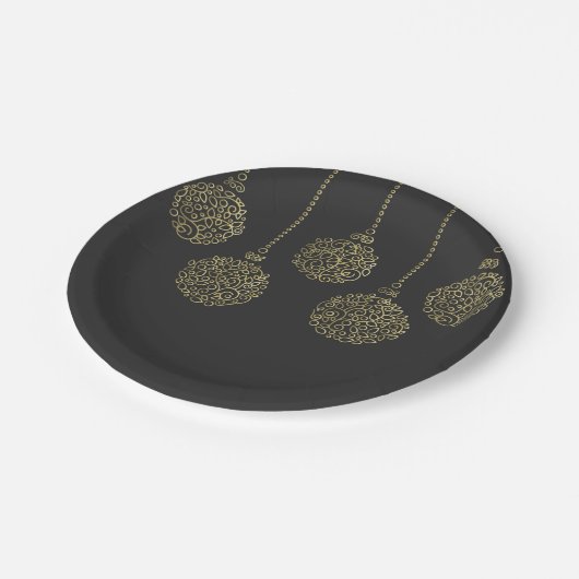 Goud en houtskool — Elegant Holiday Party Papieren Bordje (Gekanteld)