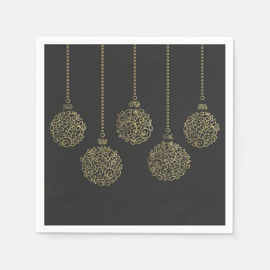 Goud en houtskool — Elegant Holiday Party Servet (Voorkant)