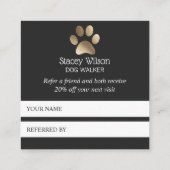 Goud en houtskool Paw Print Dier Aanbevelingskaartje (Achterkant)