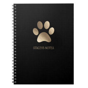 Goud en houtskool Paw Print Logo gepersonaliseerd Notitieboek