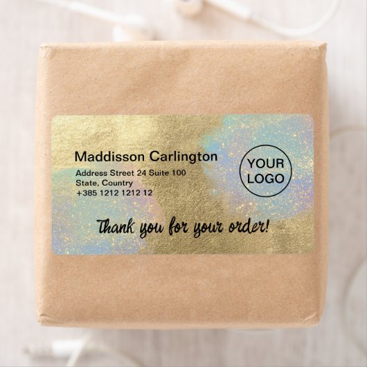 Goud- en iriserende glittertextuur verzending etiket (Insitu)