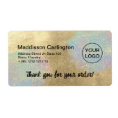 Goud- en iriserende glittertextuur verzending etiket (Voorkant)