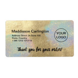 Goud- en iriserende glittertextuur verzending  etiket