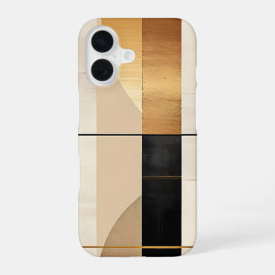 Goud en ivoor abstracte minimalistische kunst iPhone 16 hoesje