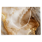 Goud en ivoorwit marmeren abstract groot cadeauzakje (Voorkant)