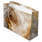 Goud en ivoorwit marmeren abstract groot cadeauzakje (Achterkant Gekanteld)