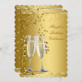 Goud en Ivoren Crème Verjaardag Kaart (Voorkant / Achterkant)