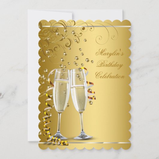 Goud en Ivoren Crème Verjaardag Kaart (Voorkant)