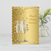 Goud en Ivoren Crème Verjaardag Kaart (Staand voorkant)