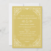  goud en ivoren kunst Deco Wedding Kaart (Voorkant)