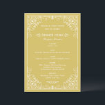 goud en ivoren kunst Deco Wedding Menu<br><div class="desc">Elegant en glamoureus kunstdeco trouwmenu geïnspireerd door de   Gatsby stijl en de grote 20er jaren. Het ontwerp van de kaart kenmerkt een goud en ivoorkleurschema,   decoratief lijst,  douane monogram en menutekst,  en een grafisch patroon op de achterkant.</div>