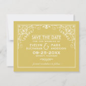  goud en ivoren kunst Deco Wedding Save The Date (Voorkant)