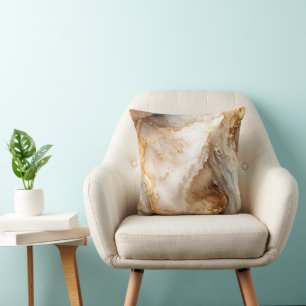 Goud en Ivoren Witte Marmeren Abstract Kussen