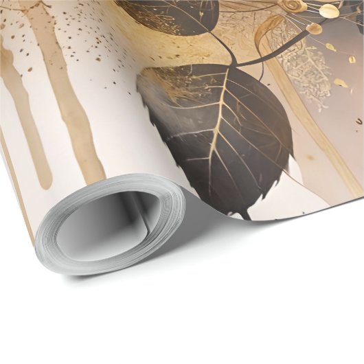 Goud en Kasjmier Roos Cadeaupapier (Rol Hoek)