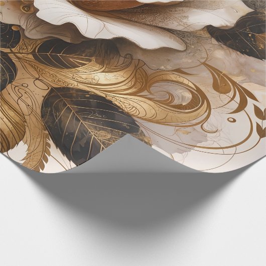 Goud en Kasjmier Roos Cadeaupapier (Hoek)