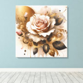 Goud en kasjmier Roos Canvas Afdruk (Insitu (Houten vloer))
