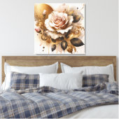 Goud en kasjmier Roos Canvas Afdruk (Insitu (Slaapkamer))