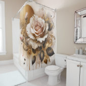 Goud en kasjmier Roos Douchegordijn (In situ)