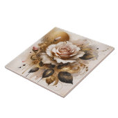 Goud en kasjmier Roos Tegeltje (Zijkant)