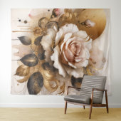 Goud en kasjmier Roos Wandkleed (In Situ (horizontaal))