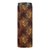 goud en kastanjebruin herfstbloempatroon thermosbeker (Achterkant)
