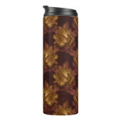 goud en kastanjebruin herfstbloempatroon thermosbeker (Geroteerd rechts)