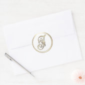 Goud en kleurenmonogram J Ronde Sticker (Envelop)