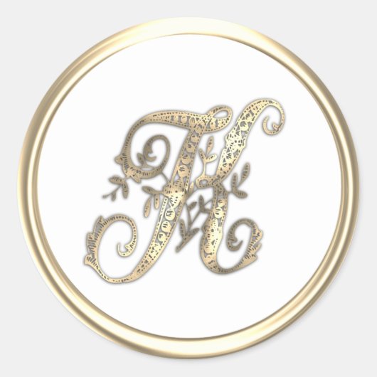 Goud en kleurenmonogram K Ronde Sticker (Voorkant)