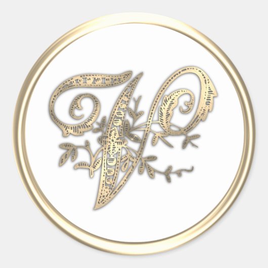 Goud en kleurenmonogram V Ronde Sticker (Voorkant)