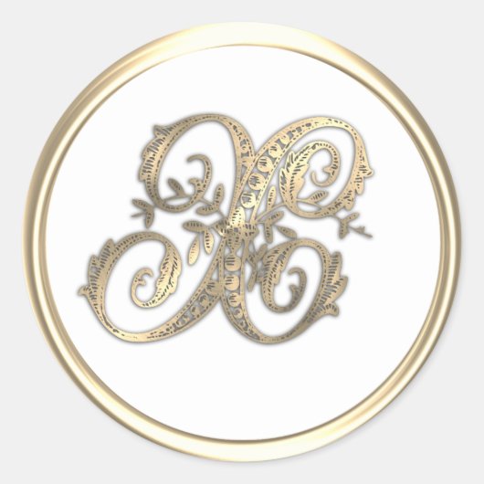 Goud en  kleurenmonogram X Ronde Sticker (Voorkant)