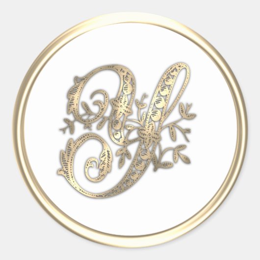 Goud en  kleurenmonogram Y Ronde Sticker (Voorkant)