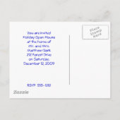 goud- en kobaltbrocade uitnodiging briefkaart (Achterkant)