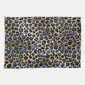 Goud en koninklijk blauw Glam-luipspuiten afdrukke Theedoek (Horizontaal)