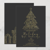 Goud en koolstof-feestdag - Gift Exchange Party Kaart (Voorkant / Achterkant)