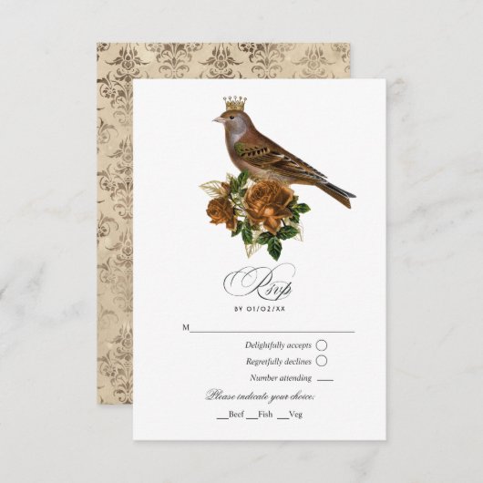 Goud en Koper Chic Quinceañera RSVP Kaartje (Voorkant / Achterkant)