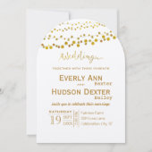 Goud en koper Garland Modern Font Wedding Kaart (Voorkant)