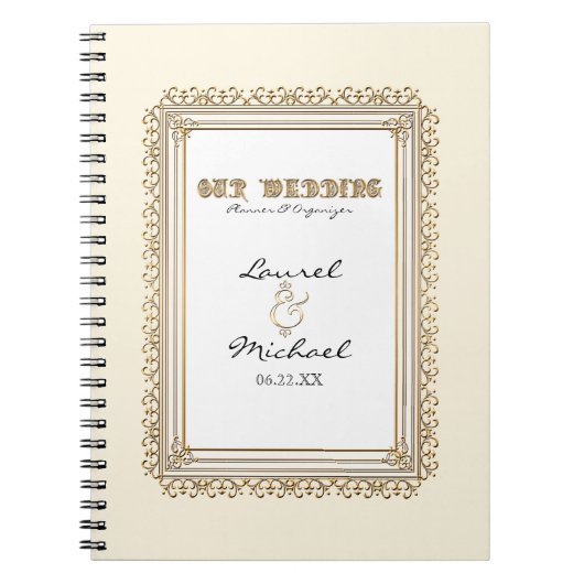 Goud en langdradig Klassiek Elegant Wedding Planne Notitieboek (Voorkant)