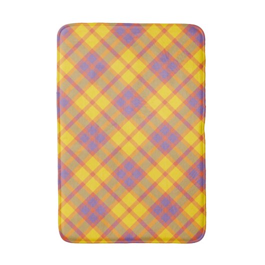 Goud en Lavendel geruite badmat (Voorkant Verticaal)