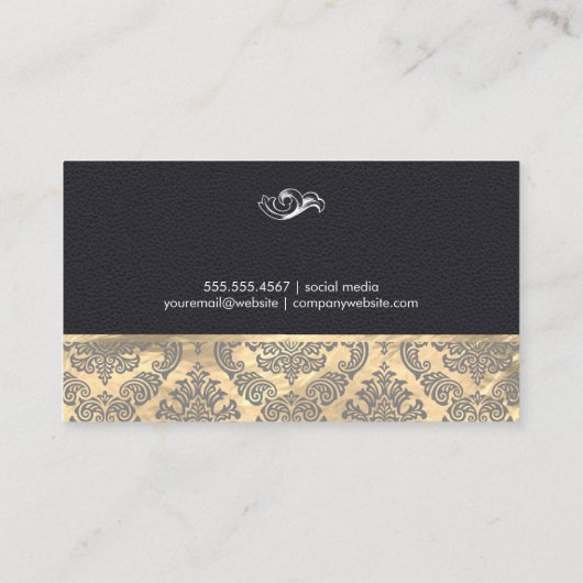 Goud en leder met Damask Visitekaartje (Achterkant)