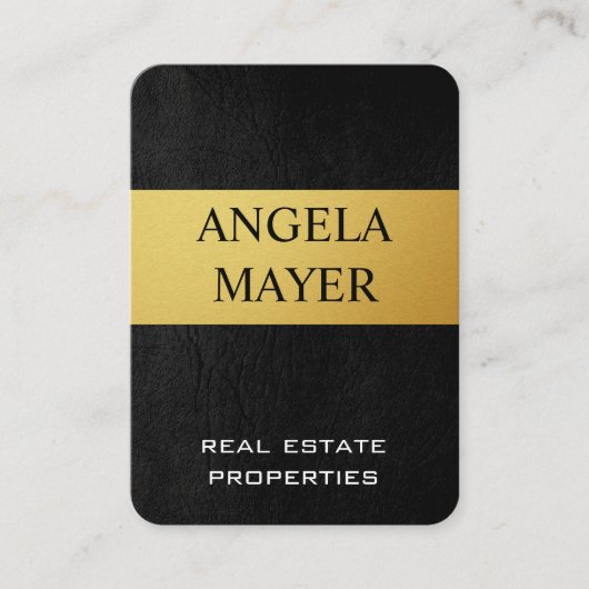 Goud en leder visitekaartje (Voorkant)