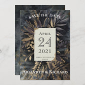 Goud en leisteen grijs Bespaar onze datum Kaart (Voorkant / Achterkant)