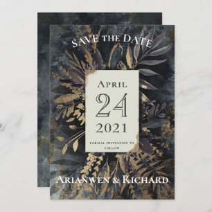 Goud en leisteen grijs Bespaar onze datum Kaart